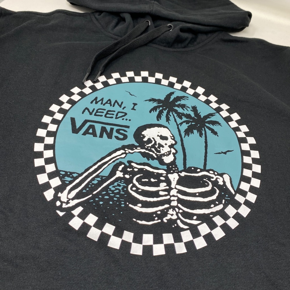 VANS Man I Need Hoodies Black Skeleton Pullover VN0A7Y4ABLK Size - Picture 2 of 4